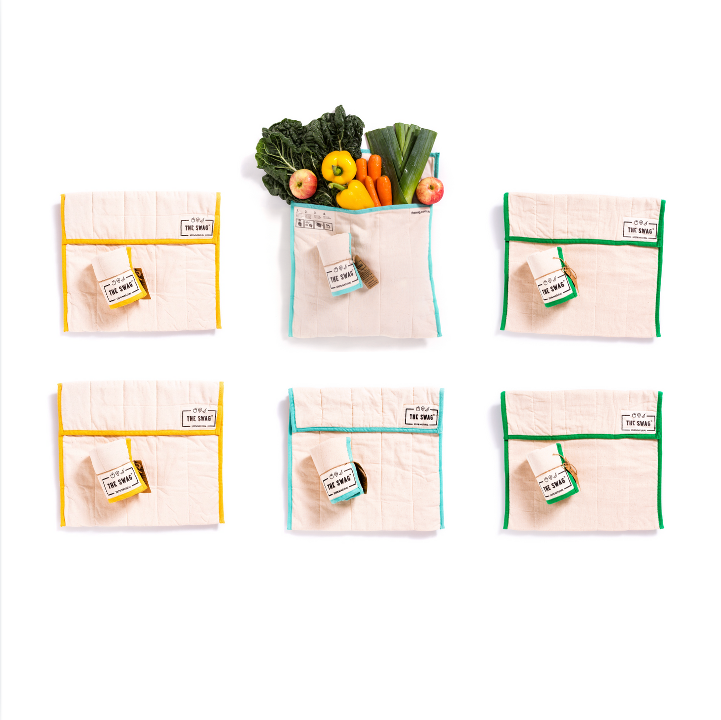 Produce bags for the fridge to keep your produce fresher for longer featuring the 100% natural, reusable and machine washable items contained in the Zero Waste Cafe bundle - The Swag AU