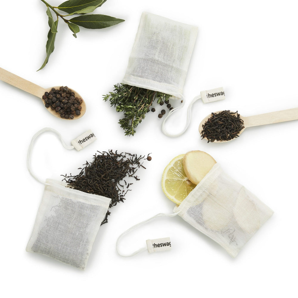 Reusable cotton tea bags for loose leaf tea or to be used as a bouquet garni - The Swag AU