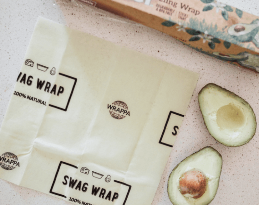 The Small Swag Plant Based and Vegan wrap used to wrap half an avocado - The Swag AU