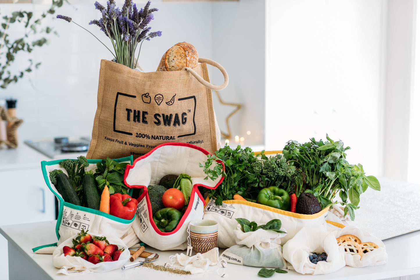 Produce bags for the fridge to keep your produce fresher for longer featuring the 100% natural, reusable and machine washable items - The Swag AU